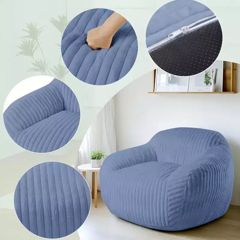 LIKEPAY Oversize Faux Rabbit Fur Single Bean Bag Sofa with Arms for Living Room, Bedroom, Gaming room