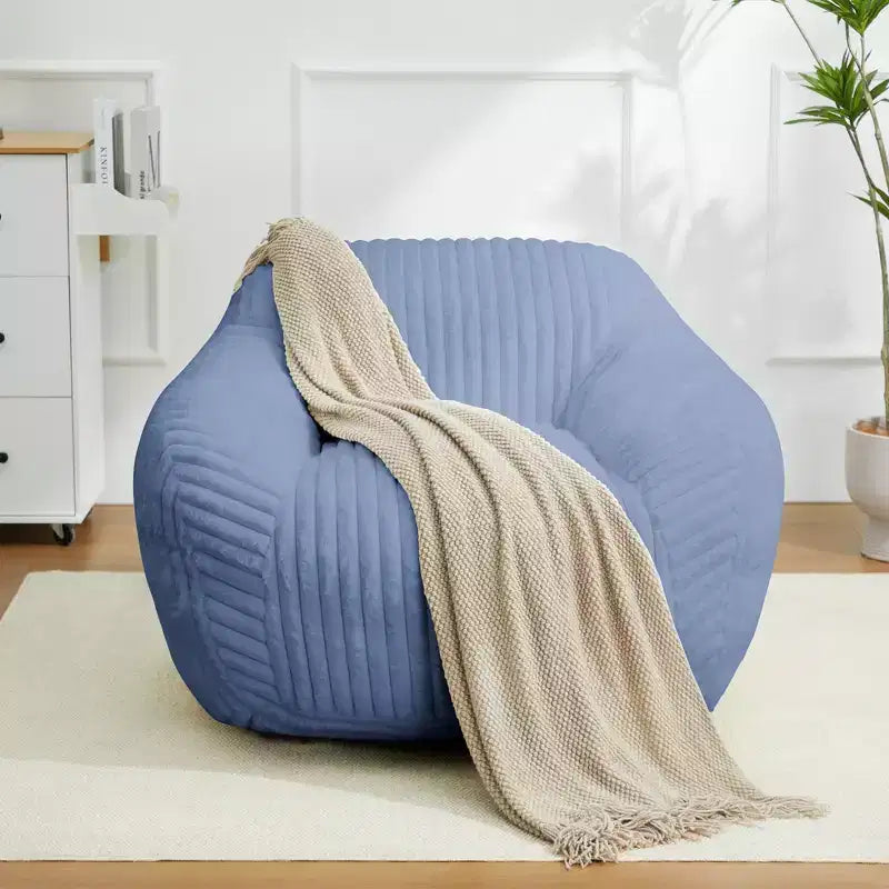 LIKEPAY Oversize Faux Rabbit Fur Single Bean Bag Sofa with Arms for Living Room, Bedroom, Gaming room