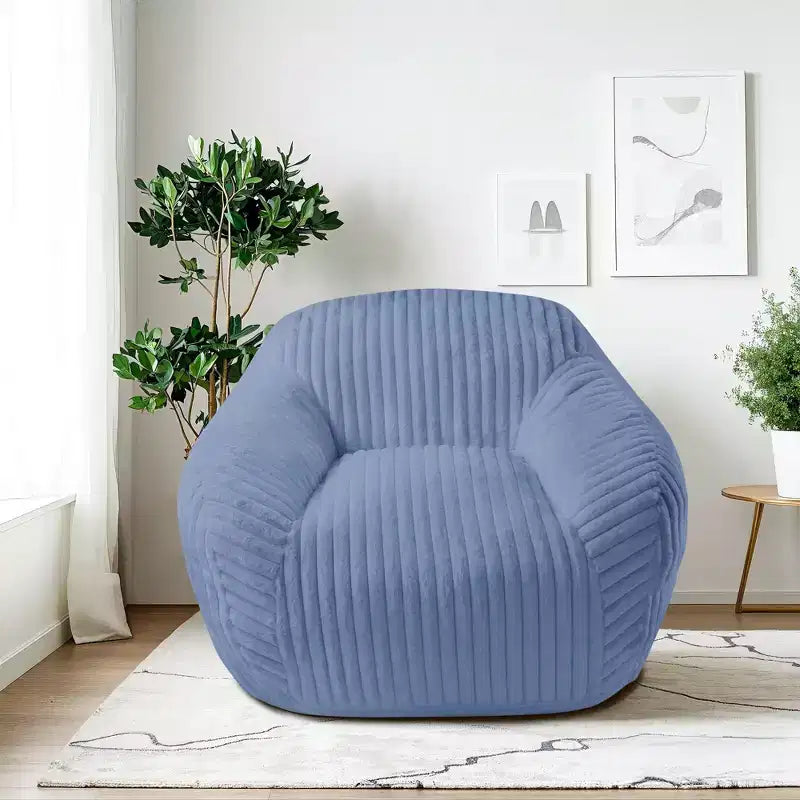 LIKEPAY Oversize Faux Rabbit Fur Single Bean Bag Sofa with Arms for Living Room, Bedroom, Gaming room