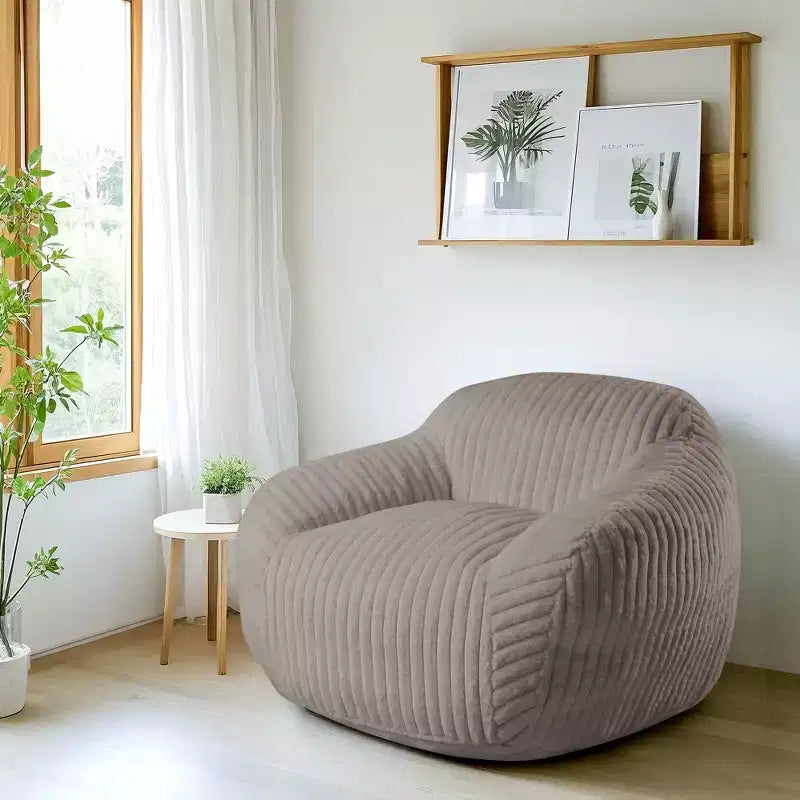 LIKEPAY Oversize Faux Rabbit Fur Single Bean Bag Sofa with Arms for Living Room, Bedroom, Gaming room
