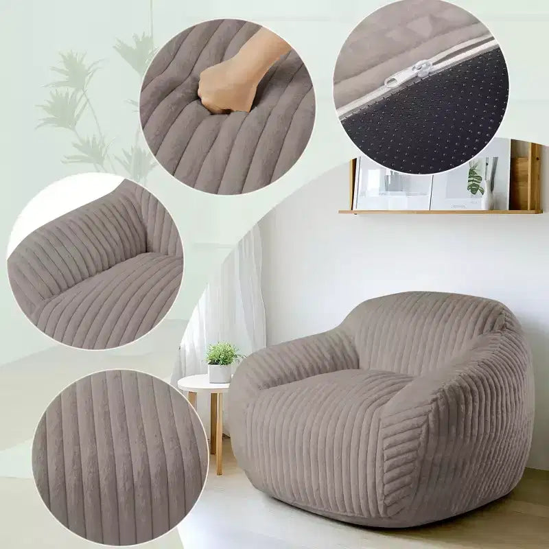 LIKEPAY Oversize Faux Rabbit Fur Single Bean Bag Sofa with Arms for Living Room, Bedroom, Gaming room