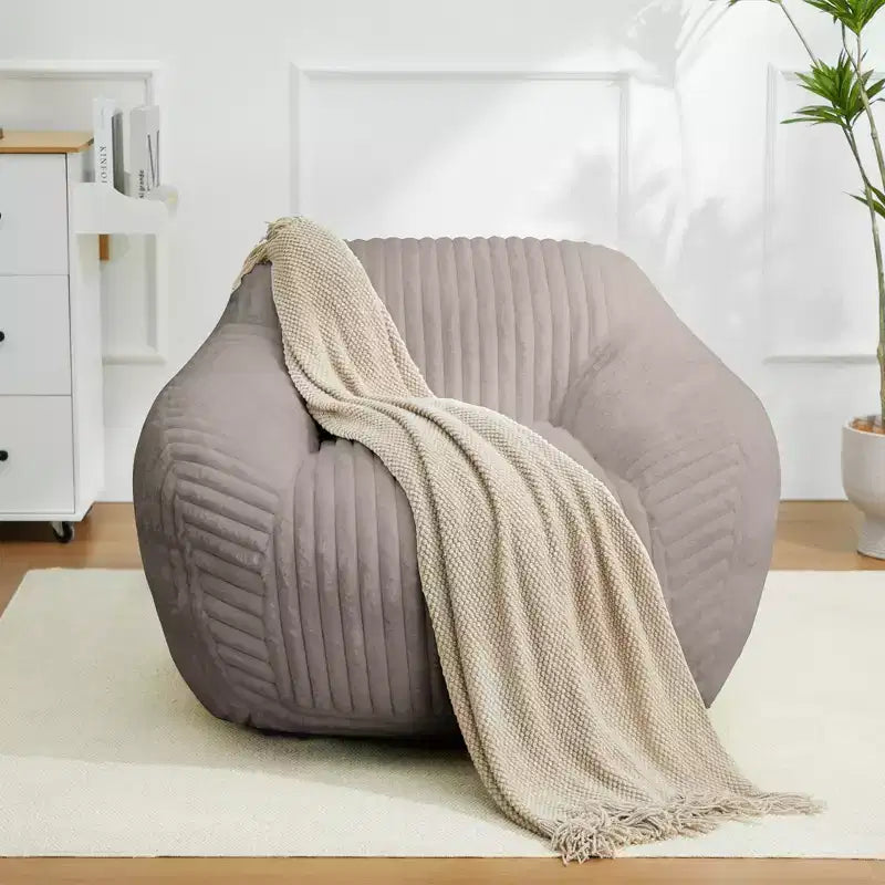 LIKEPAY Oversize Faux Rabbit Fur Single Bean Bag Sofa with Arms for Living Room, Bedroom, Gaming room