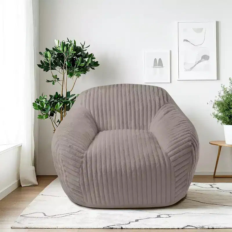 LIKEPAY Oversize Faux Rabbit Fur Single Bean Bag Sofa with Arms for Living Room, Bedroom, Gaming room
