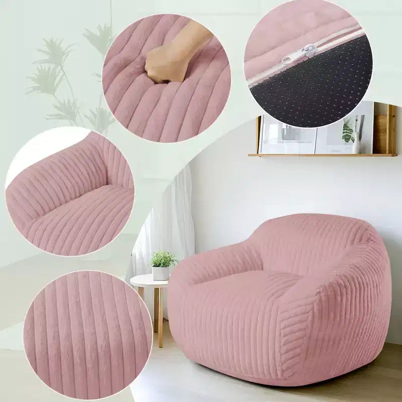 LIKEPAY Oversize Faux Rabbit Fur Single Bean Bag Sofa with Arms for Living Room, Bedroom, Gaming room
