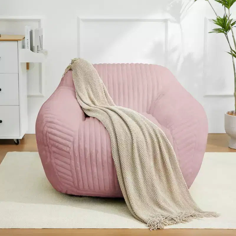 LIKEPAY Oversize Faux Rabbit Fur Single Bean Bag Sofa with Arms for Living Room, Bedroom, Gaming room
