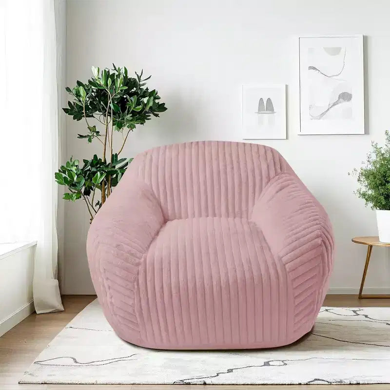 LIKEPAY Oversize Faux Rabbit Fur Single Bean Bag Sofa with Arms for Living Room, Bedroom, Gaming room