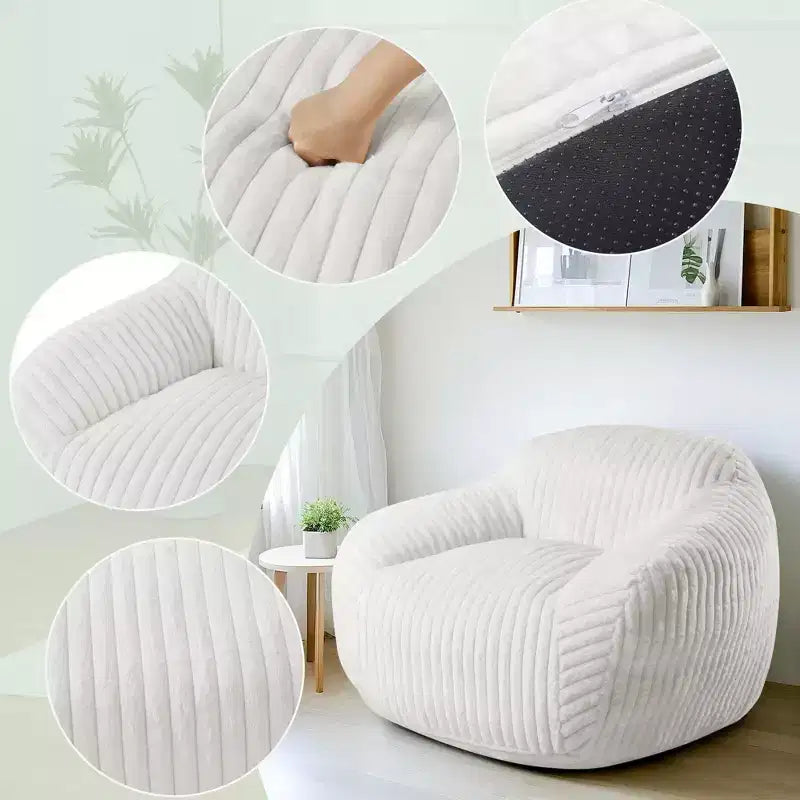 LIKEPAY Oversize Faux Rabbit Fur Single Bean Bag Sofa with Arms for Living Room, Bedroom, Gaming room