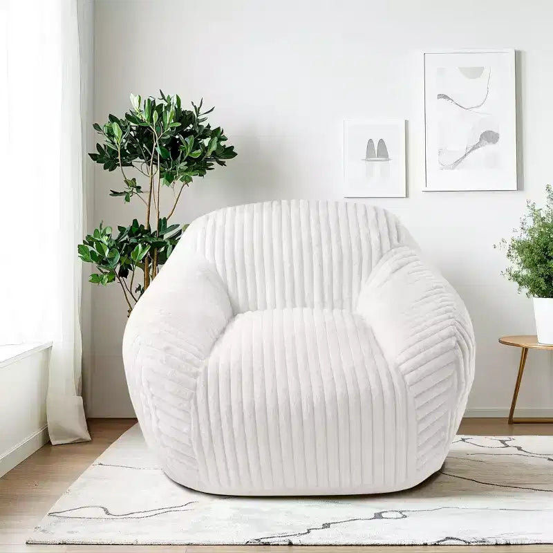 LIKEPAY Oversize Faux Rabbit Fur Single Bean Bag Sofa with Arms for Living Room, Bedroom, Gaming room