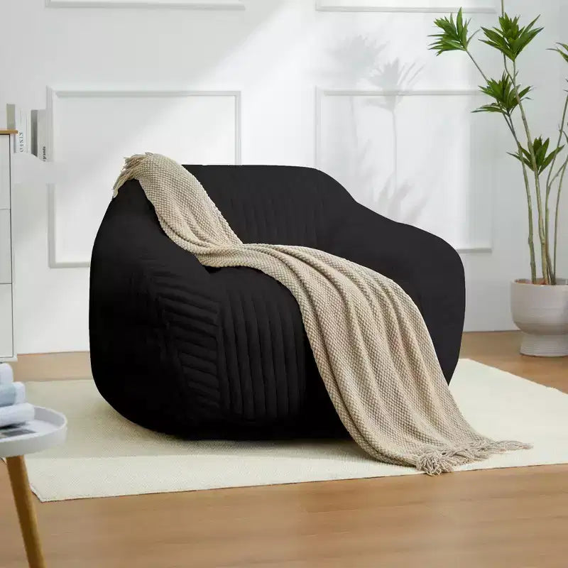 LIKEPAY Oversize Faux Rabbit Fur Single Bean Bag Sofa with Arms for Living Room, Bedroom, Gaming room