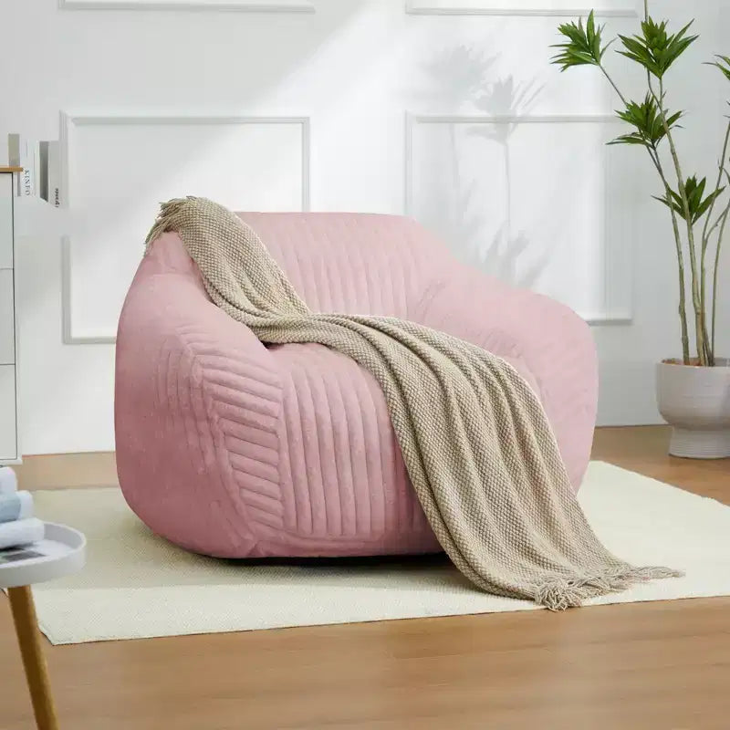 LIKEPAY Oversize Faux Rabbit Fur Single Bean Bag Sofa with Arms for Living Room, Bedroom, Gaming room