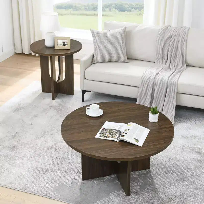 Okak 19H Modern Minimalist Solid Wood Coffee Table, Nordic Style Center Table Side Table Special Shape for Living Room, Kitchen & Office