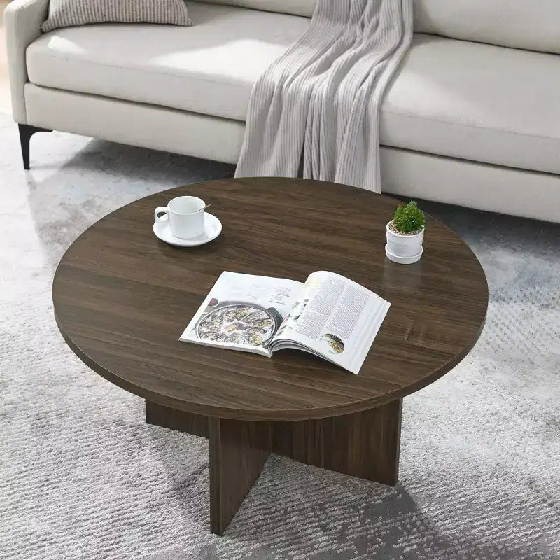 Okak 19H Modern Minimalist Solid Wood Coffee Table, Nordic Style Center Table Side Table Special Shape for Living Room, Kitchen & Office