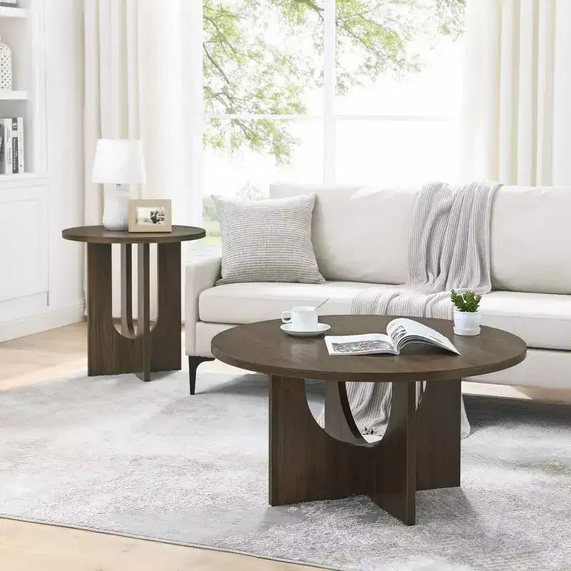 Okak 19H Modern Minimalist Solid Wood Coffee Table, Nordic Style Center Table Side Table Special Shape for Living Room, Kitchen & Office