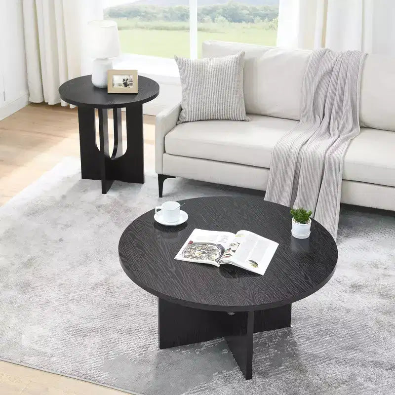 Okak 19H Modern Minimalist Solid Wood Coffee Table, Nordic Style Center Table Side Table Special Shape for Living Room, Kitchen & Office