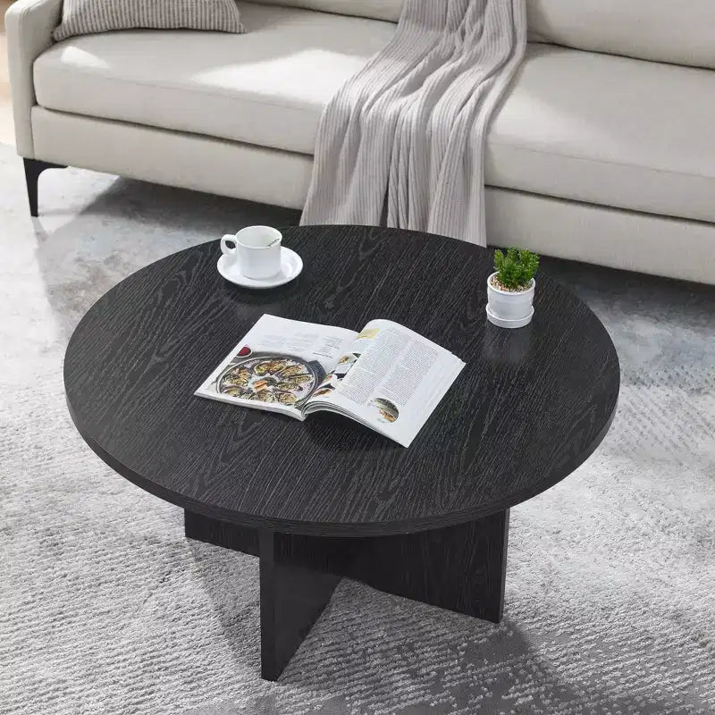 Okak 19H Modern Minimalist Solid Wood Coffee Table, Nordic Style Center Table Side Table Special Shape for Living Room, Kitchen & Office