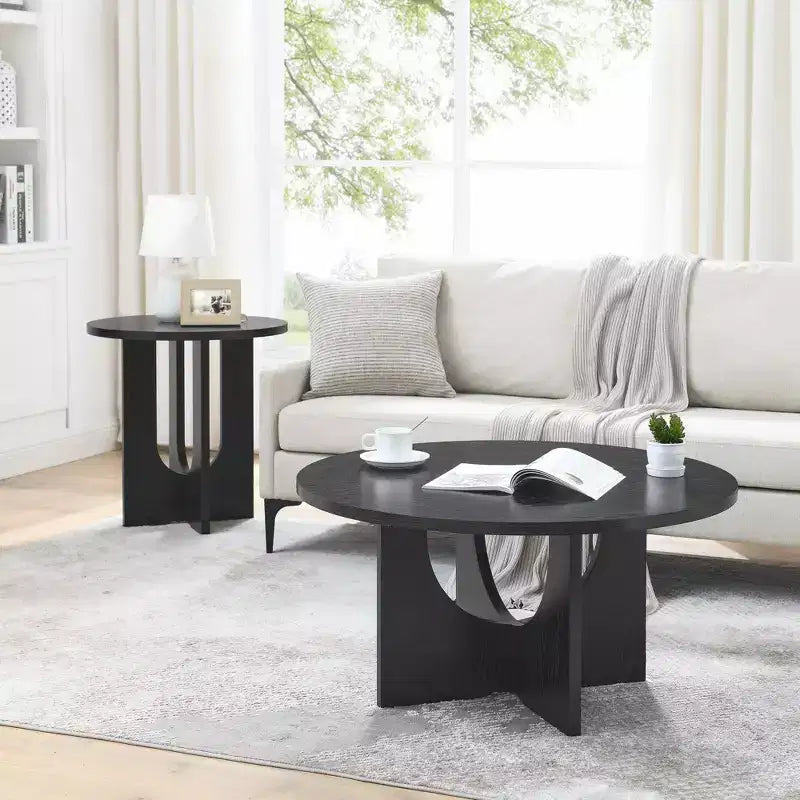Okak 19H Modern Minimalist Solid Wood Coffee Table, Nordic Style Center Table Side Table Special Shape for Living Room, Kitchen & Office