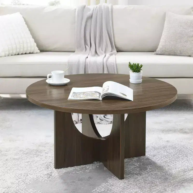 Okak 19H Modern Minimalist Solid Wood Coffee Table, Nordic Style Center Table Side Table Special Shape for Living Room, Kitchen & Office