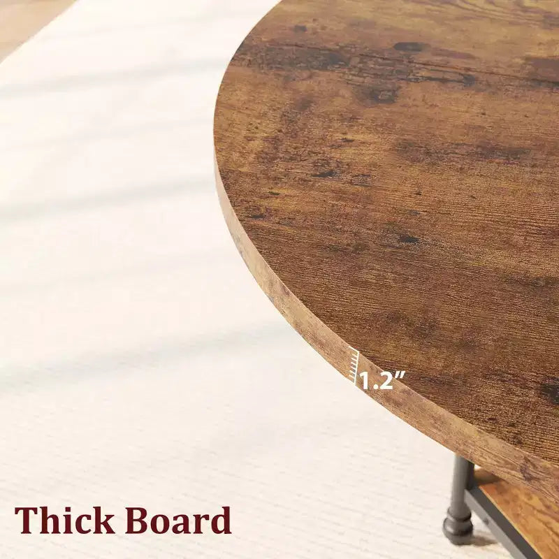 Round Dining Table for 4-6, Wooden Round Kitchen Table,3-Layer Modern Dinner Table with Storage Shelves, for Dining Room, Living Room(Table Only)