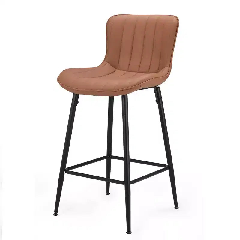 MAYEERTY Brown 2-Pack Faux Leather Counter Bar Stools, Modern Design for Kitchen Islands & Dining Rooms
