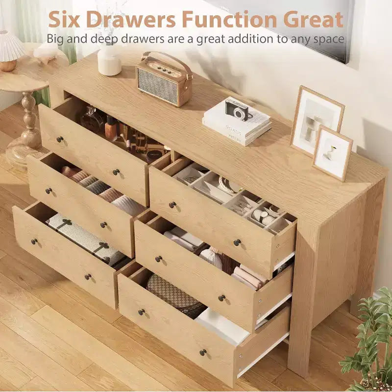 Acekool 6-Drawer Dresser - Modern Chest with Deep Storage