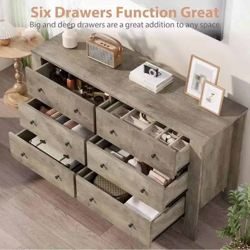 Acekool 6-Drawer Dresser - Modern Chest with Deep Storage