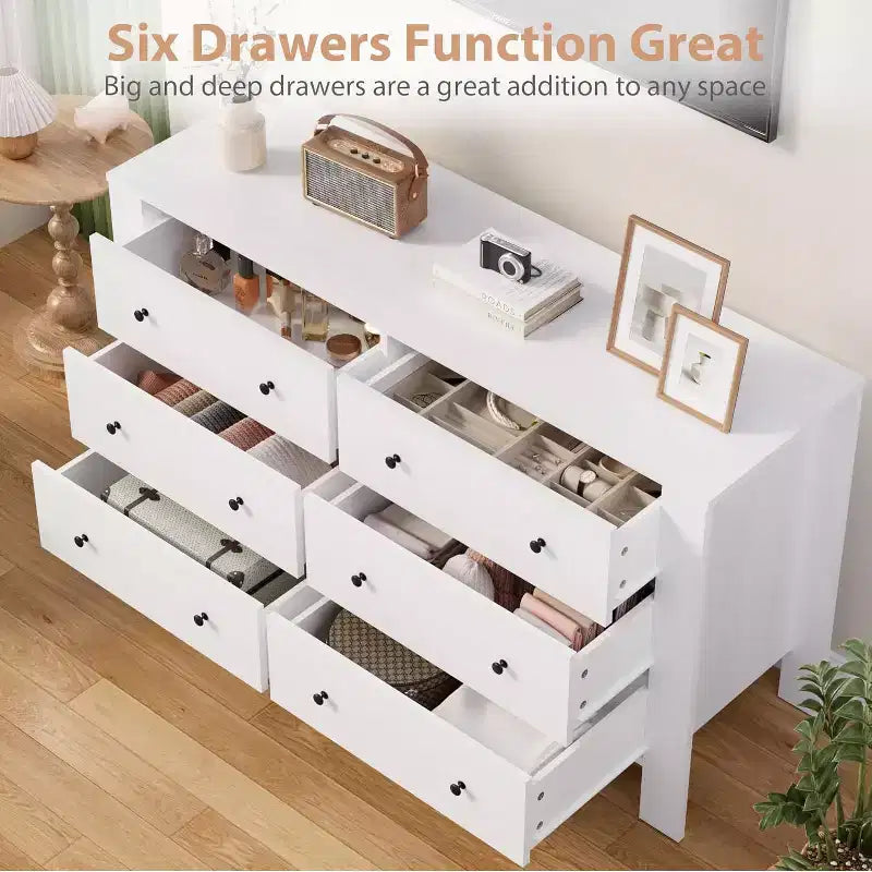 Acekool 6-Drawer Dresser - Modern Chest with Deep Storage