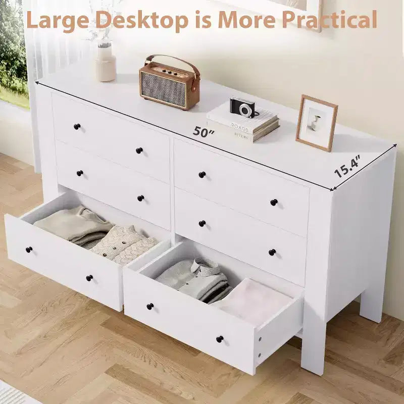 Acekool 6-Drawer Dresser - Modern Chest with Deep Storage