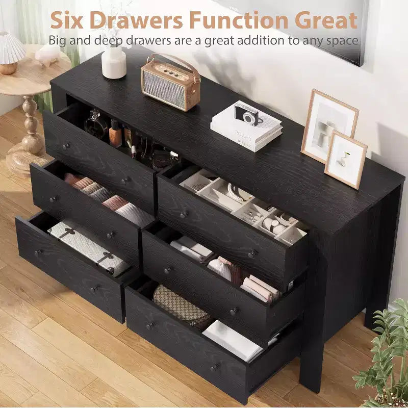Acekool 6-Drawer Dresser - Modern Chest with Deep Storage