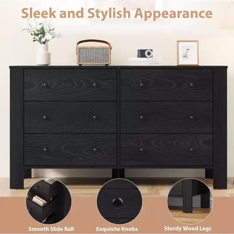 Acekool 6-Drawer Dresser - Modern Chest with Deep Storage