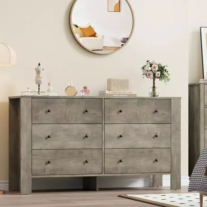 Acekool 6-Drawer Dresser - Modern Chest with Deep Storage