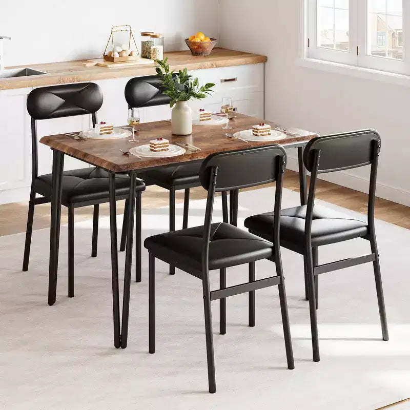 4 Piece Dining Table Set, with 4 Chairs for Small Space