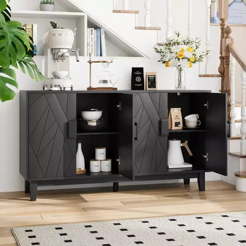 GDFStudio Sante Modern 55.43'' Storage Cabinet with Geometric Doors and Adjustable Shelves
