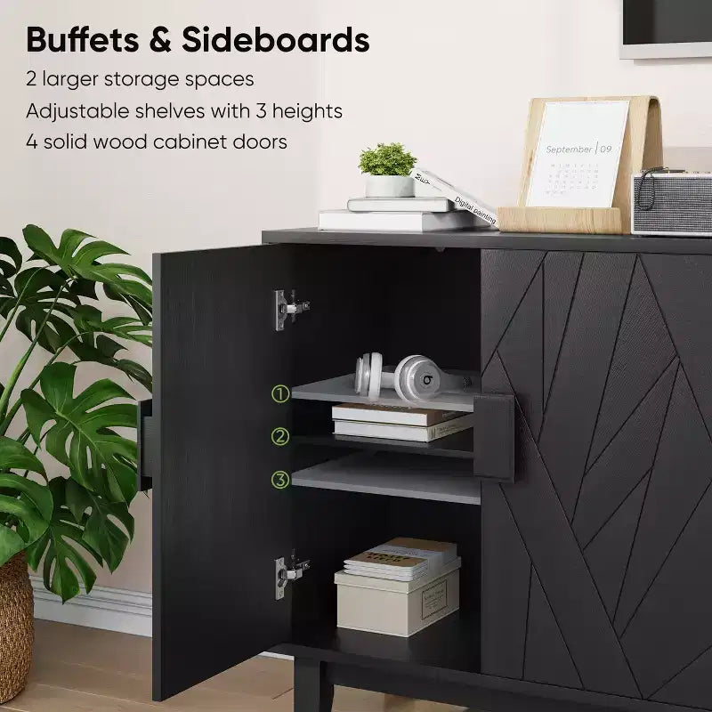 GDFStudio Sante Modern 55.43'' Storage Cabinet with Geometric Doors and Adjustable Shelves