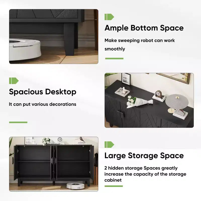 GDFStudio Sante Modern 55.43'' Storage Cabinet with Geometric Doors and Adjustable Shelves