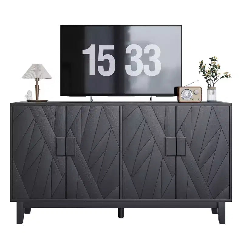 GDFStudio Sante Modern 55.43'' Storage Cabinet with Geometric Doors and Adjustable Shelves