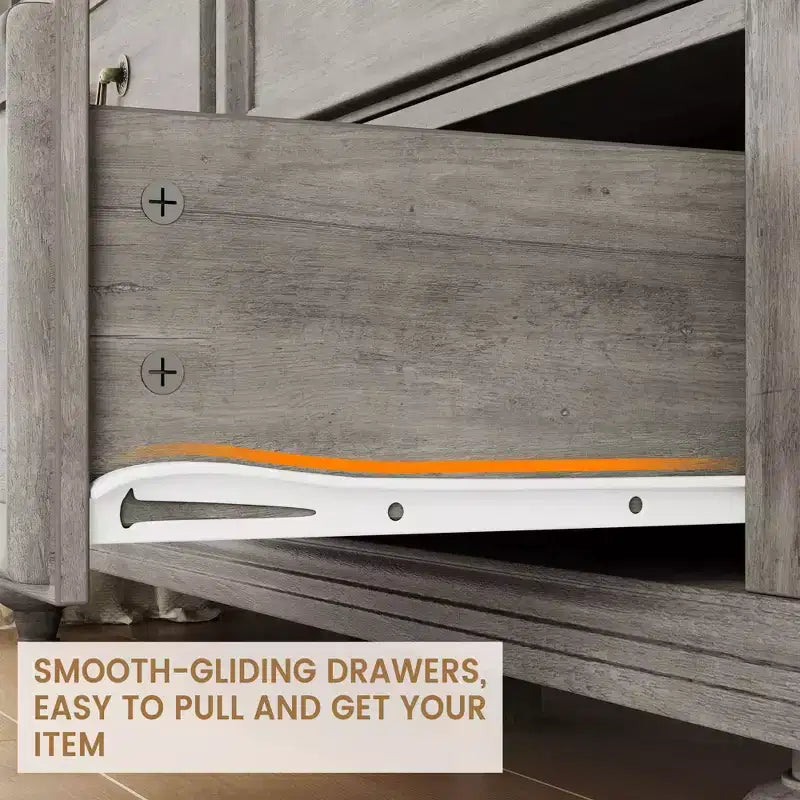 Farmhouse 9 Drawers Dresser for Bedroom, 47 Wide Wood Rustic Chest of 9 Drawers with Metal Handles, Large Storage Dressers Organizer