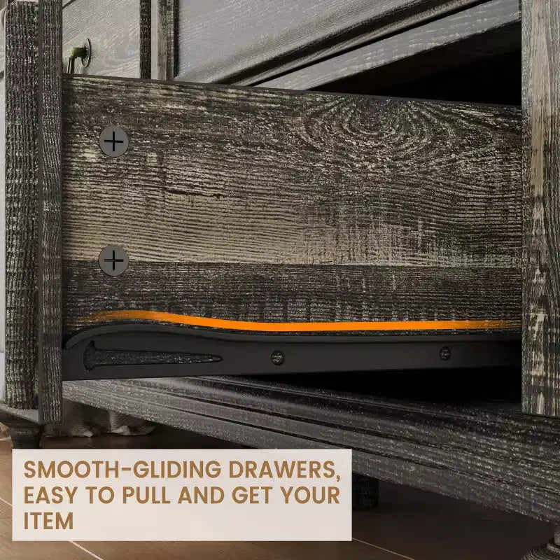 Farmhouse 9 Drawers Dresser for Bedroom, 47 Wide Wood Rustic Chest of 9 Drawers with Metal Handles, Large Storage Dressers Organizer