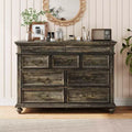 Farmhouse 9 Drawers Dresser for Bedroom, 47 Wide Wood Rustic Chest of 9 Drawers with Metal Handles, Large Storage Dressers Organizer
