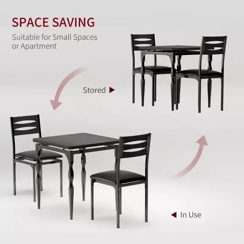 3 Piece Dining Table Set, Dining Table and Chairs Set of 2 with Spiral Legs, Dining Set for 2, Suitable for Small Spaces, Kitchen, Apartment