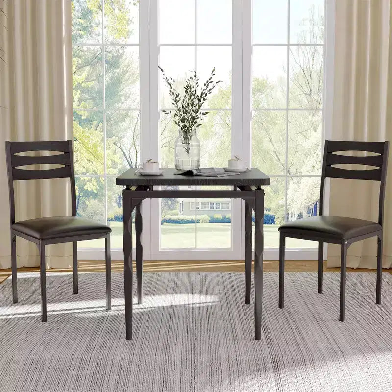 3 Piece Dining Table Set, Dining Table and Chairs Set of 2 with Spiral Legs, Dining Set for 2, Suitable for Small Spaces, Kitchen, Apartment