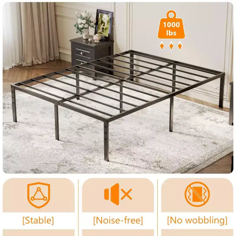 Karl Home 16 inch Height Twin Size Bed Frames Heavy Duty, Metal Platform Bed No Box Spring Needed