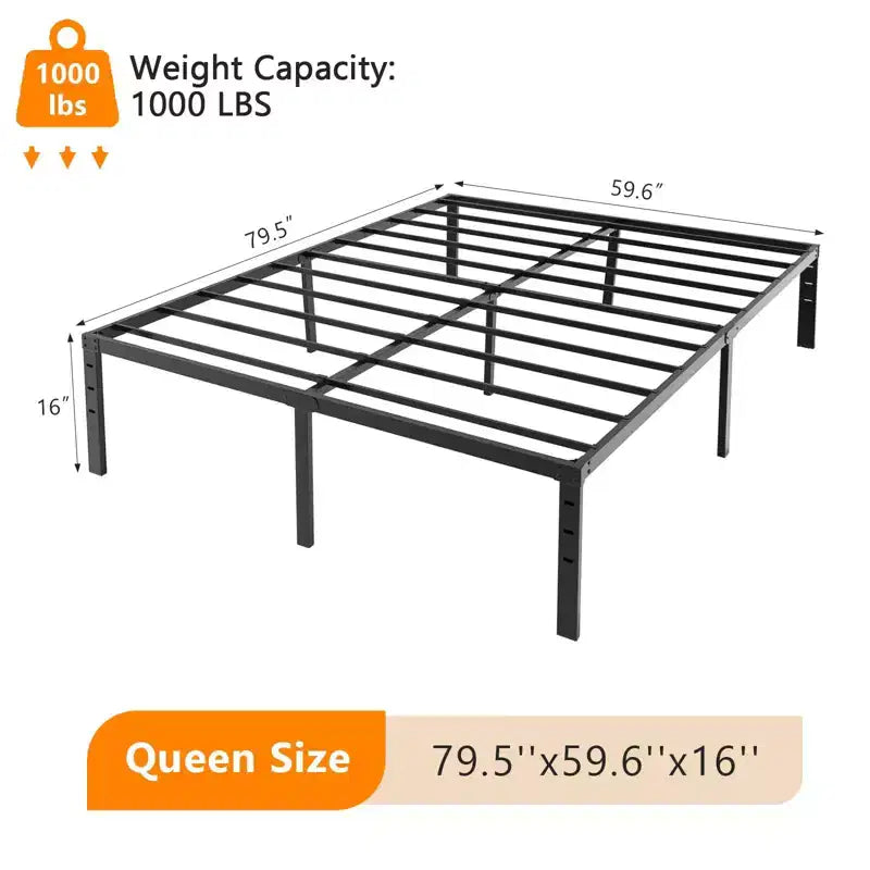 Karl Home 16 inch Height Twin Size Bed Frames Heavy Duty, Metal Platform Bed No Box Spring Needed