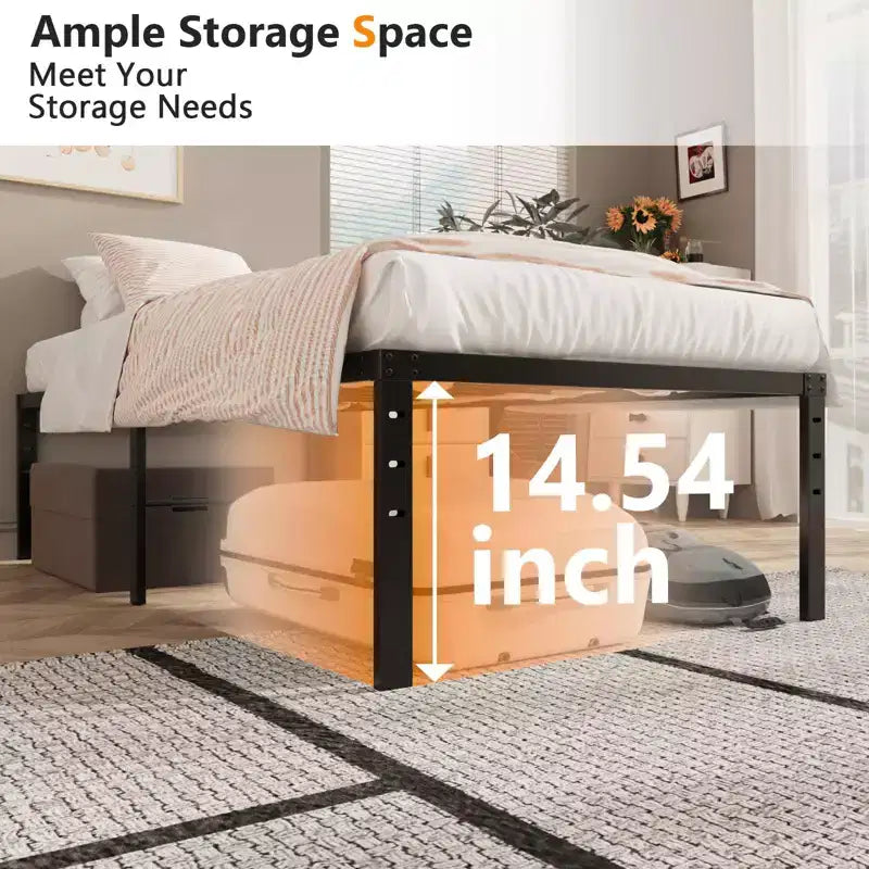 Karl Home 16 inch Height Twin Size Bed Frames Heavy Duty, Metal Platform Bed No Box Spring Needed