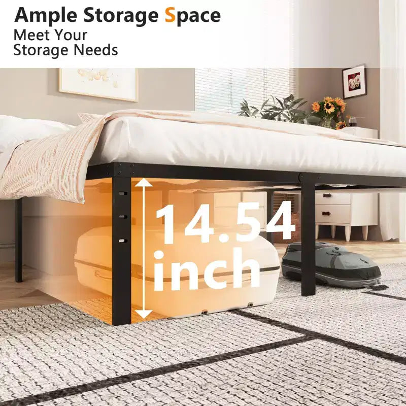 Karl Home 16 inch Height Twin Size Bed Frames Heavy Duty, Metal Platform Bed No Box Spring Needed