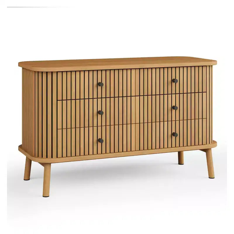 Garvee 47 6-Drawer Dresser, Compact Wood Chest with Metal Legs, Farmhouse Storage Organizer for Bedroom, Nursery, or Apartment