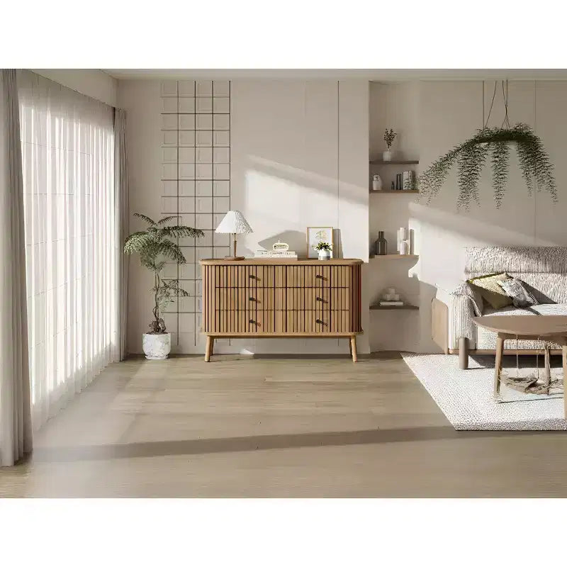 Garvee 47 6-Drawer Dresser, Compact Wood Chest with Metal Legs, Farmhouse Storage Organizer for Bedroom, Nursery, or Apartment
