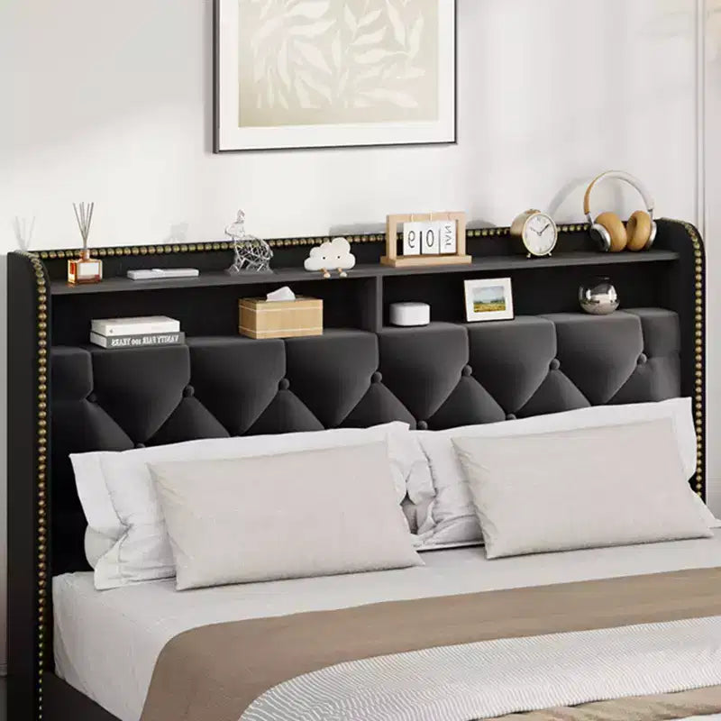 GustoWave Velvet Bed Frame with 4 Storage Drawers