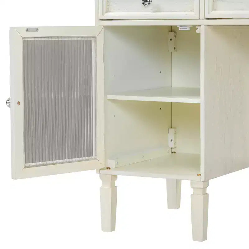 ModernLuxe Makeup Vanity Desk with Flip-Top Mirror, Stool, Drawer & Cabinet, White Vanity Table Dressing Table Multi-Functional Computer Writing Desk