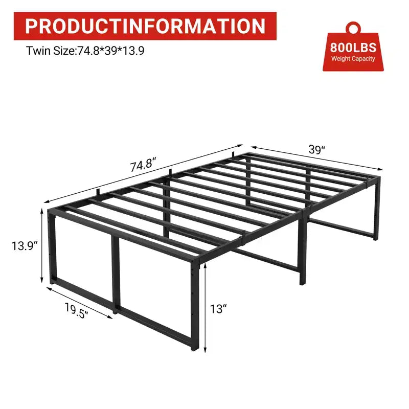 Metal Platform Bed Frame, Heavy Duty Strong Support Slat Full Size Bed, No Box Spring Needed, Under Bed Storage