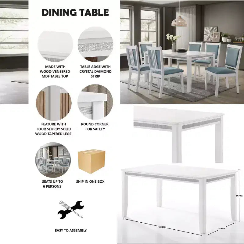 ChaletPosh 59L Dining Table in White